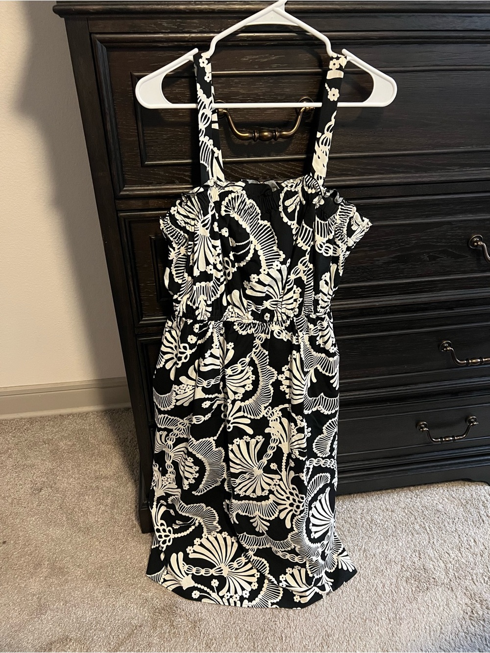 Banana Republic Black & White Floral Midi Dress